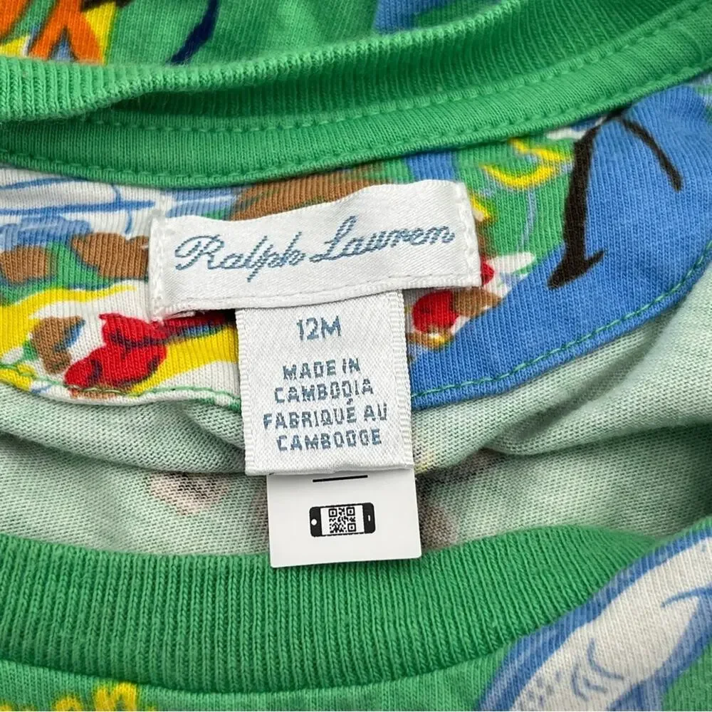 Ralph Lauren Green Ocean Adventure Baby Tee 12 Months